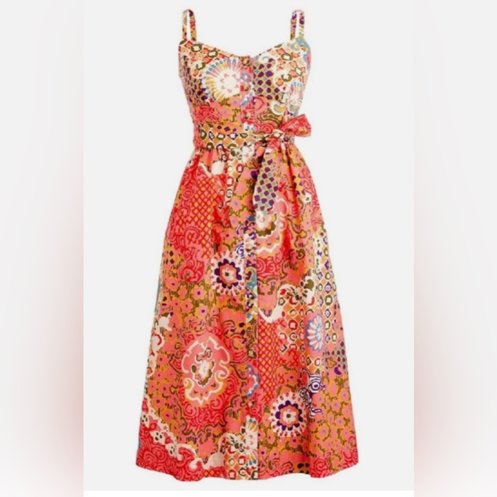 J. Crew Multicolor Floral Midi Dress